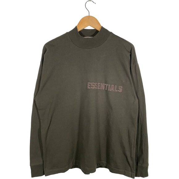 Fear of God Essentials Oversized Mock Neck Long Sleeve T-shirt Taupe mens size S - Picture 1 of 8